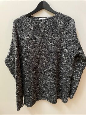 Jones New York Sport Black and Light Gray Marled Chunky Knit Sweater Vintage